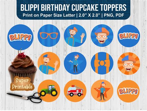 Printable Blippi Cupcake Toppers